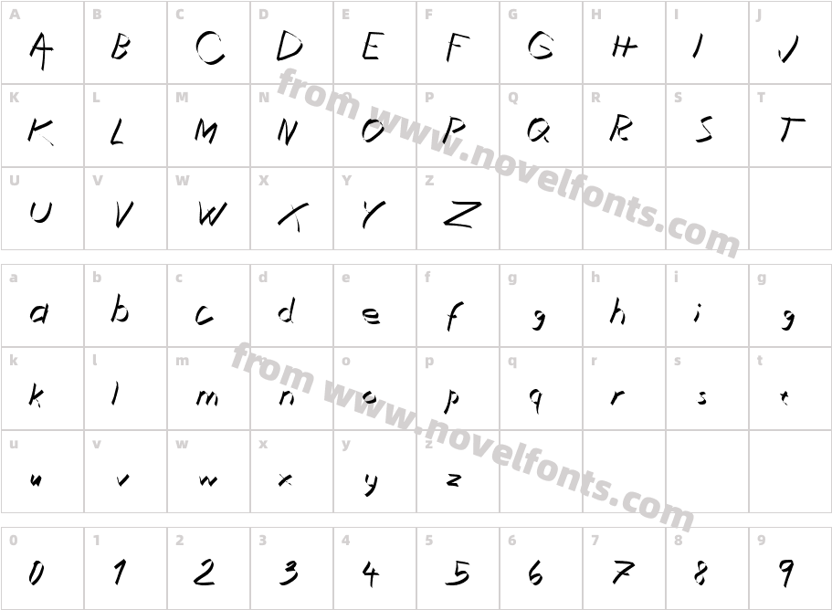 Xaligraphy ThinItalicCharacter Map