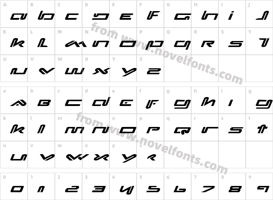 Xephyr Expanded ItalicCharacter Map