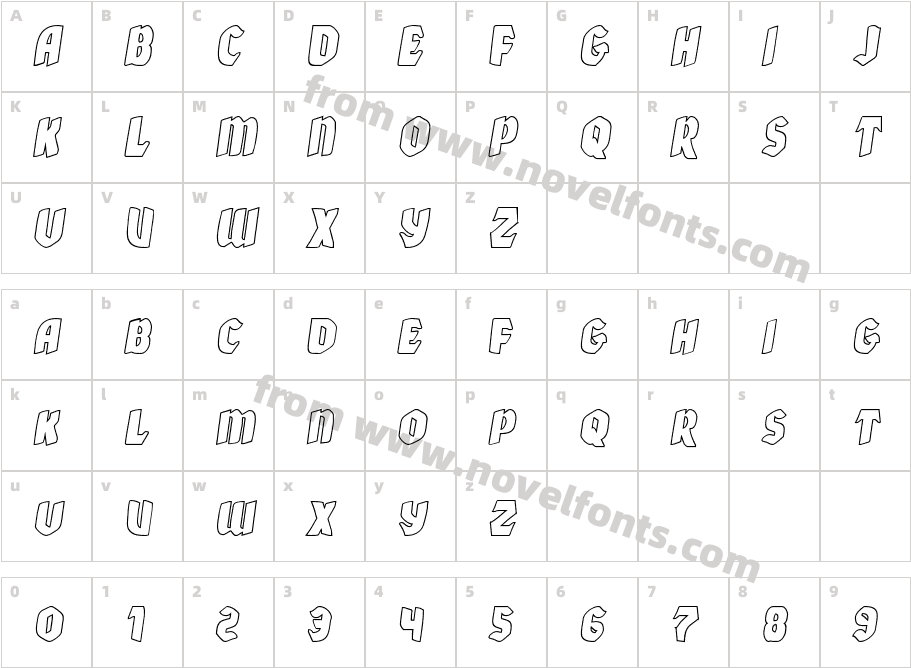 Xmas Xpress Outline ItalicCharacter Map