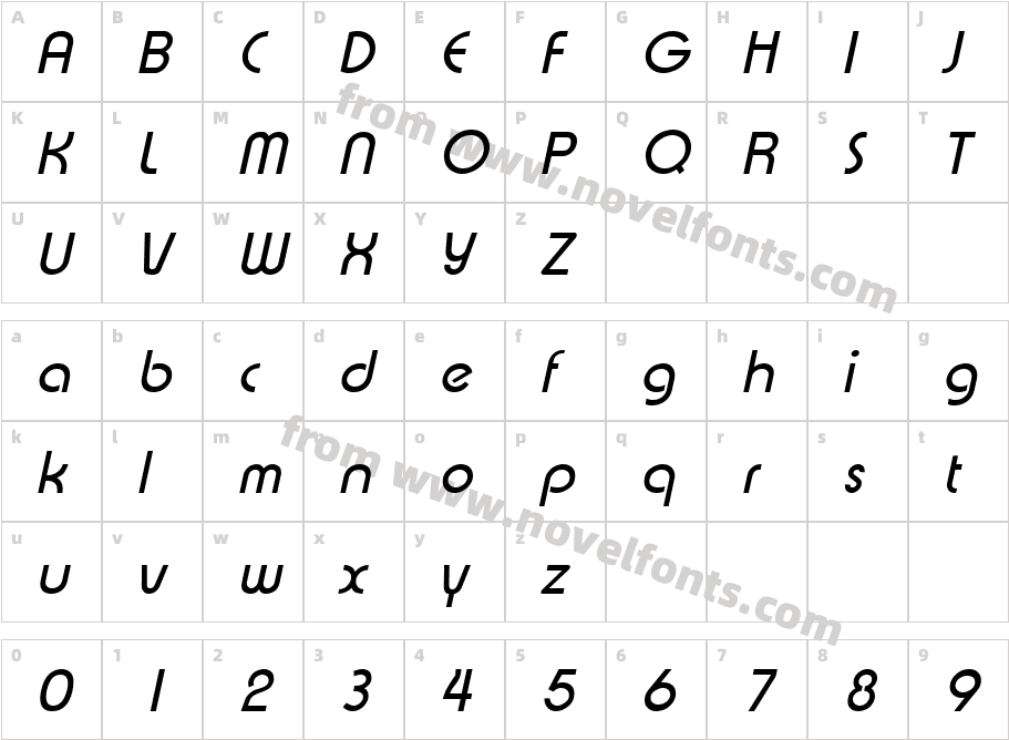 Xpress SF ItalicCharacter Map