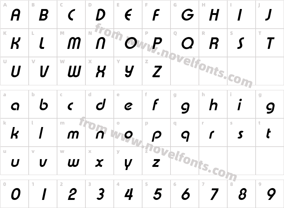 Xpressive Bold ItalicCharacter Map