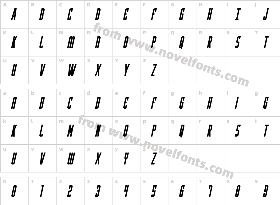 Y-Files Bold ItalicCharacter Map