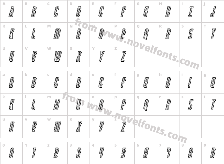 Y-Files Engraved ItalicCharacter Map