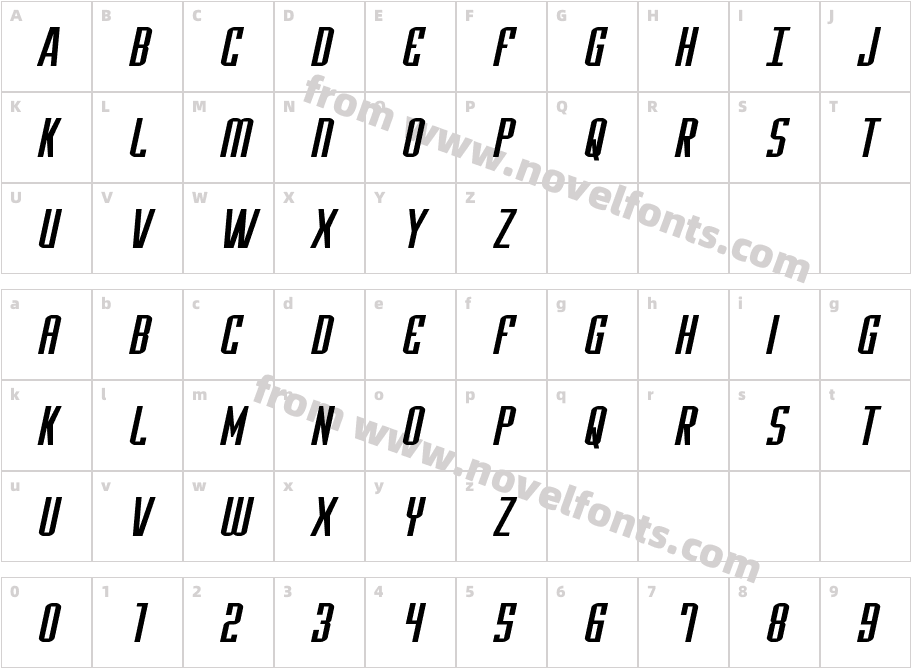 Y-Files Extra-Expanded ItalicCharacter Map