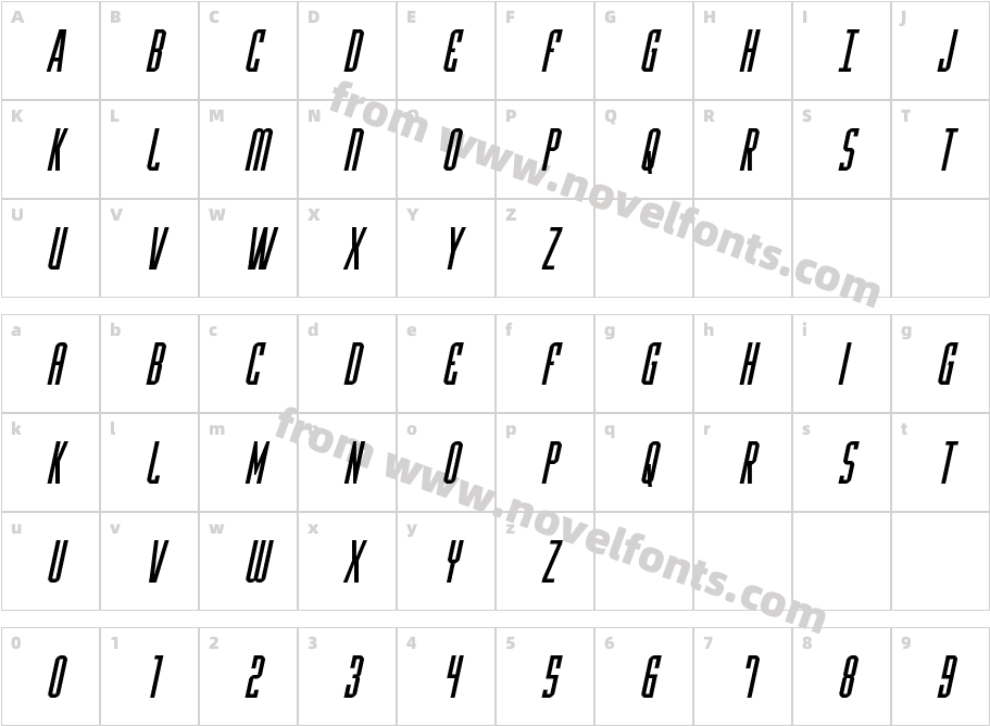 Y-Files Title ItalicCharacter Map