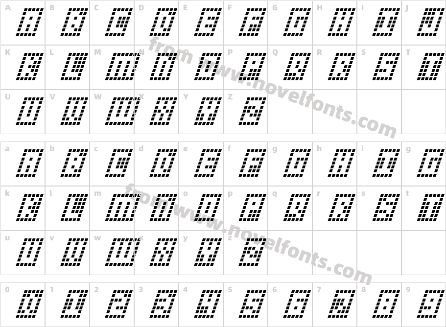 Y-Grid ItalicCharacter Map