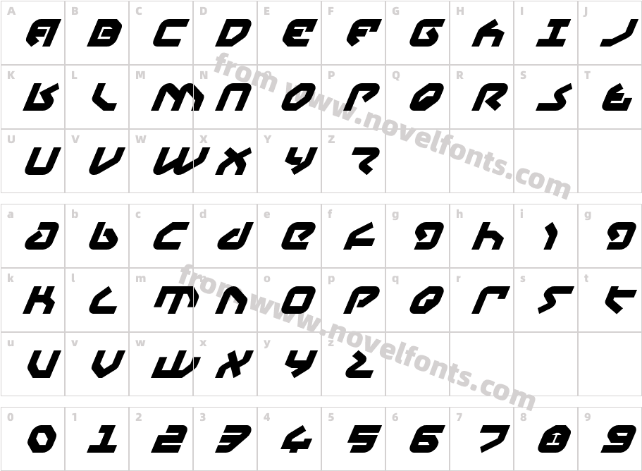 Yahren Bold ItalicCharacter Map