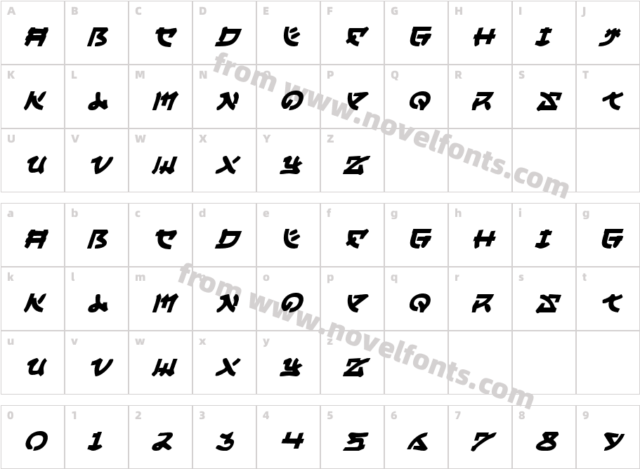 Yama Moto ItalicCharacter Map