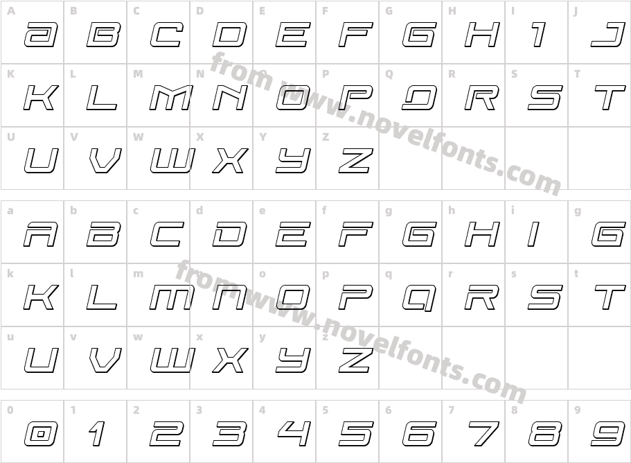 Year One 3D ItalicCharacter Map