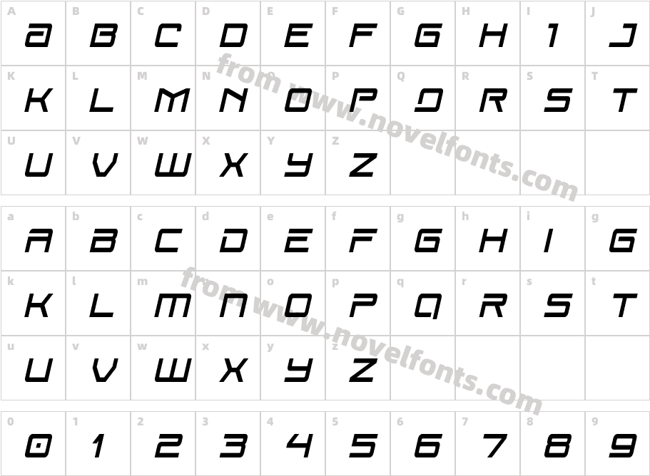 Year One Condensed ItalicCharacter Map