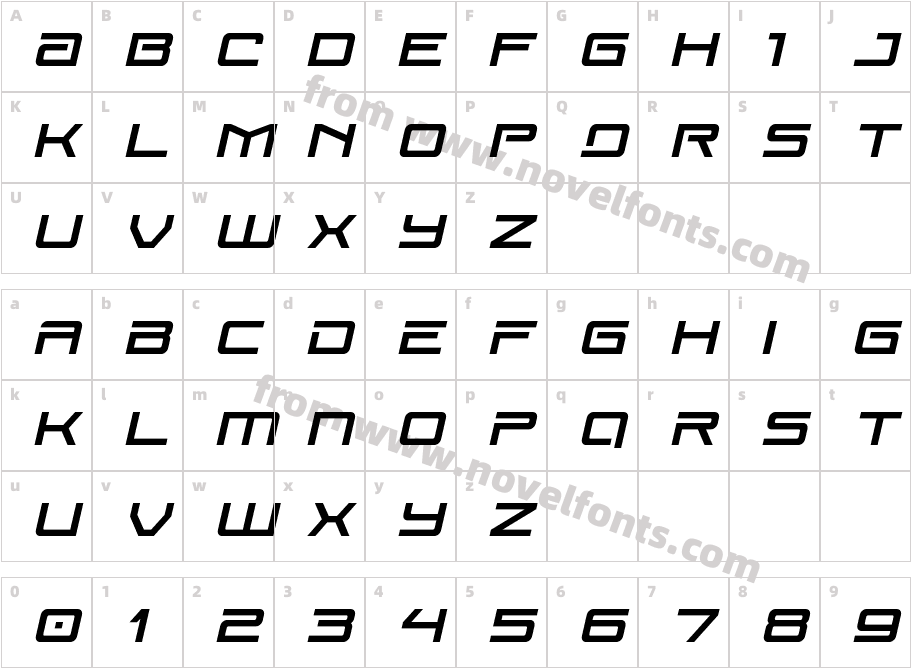 Year One ItalicCharacter Map