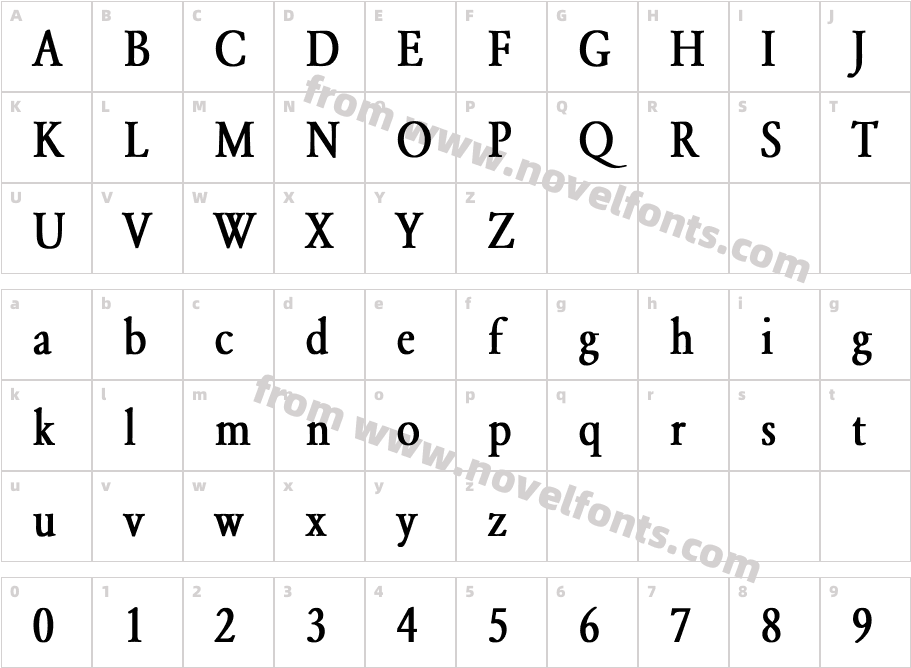 Yearlind-Normal Thin BoldCharacter Map