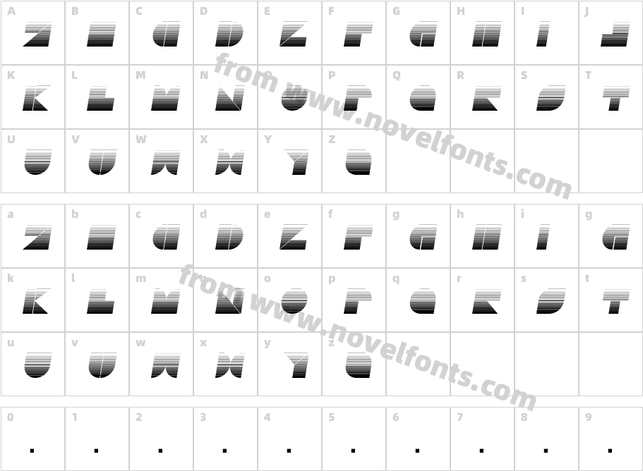 DrebiekExpandedStripesItalicCharacter Map