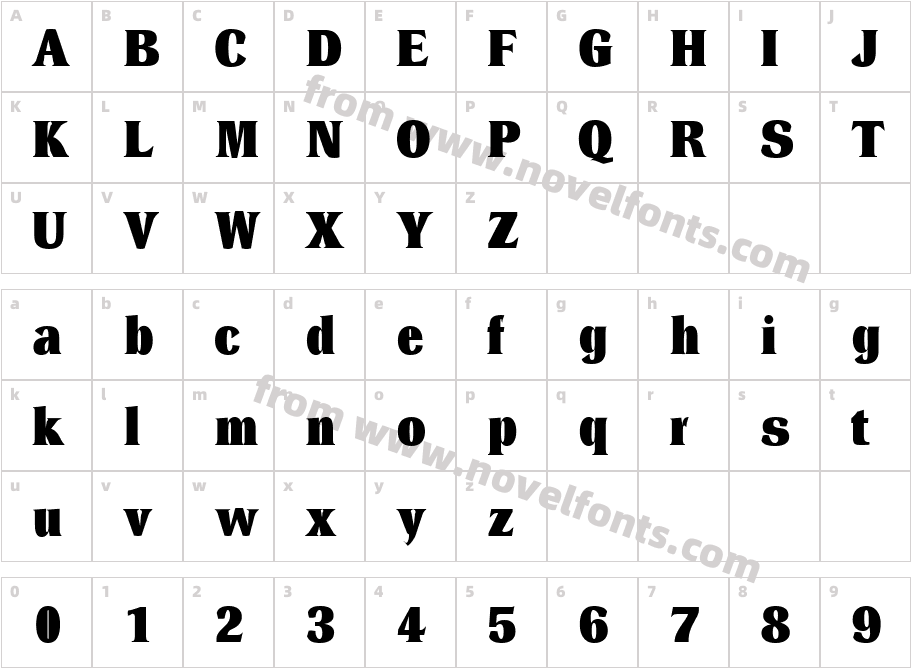 Dressel Black RegularCharacter Map