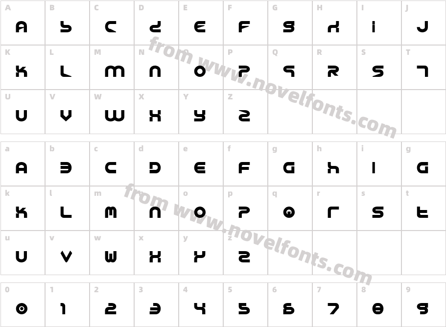 Yukon Tech BoldCharacter Map