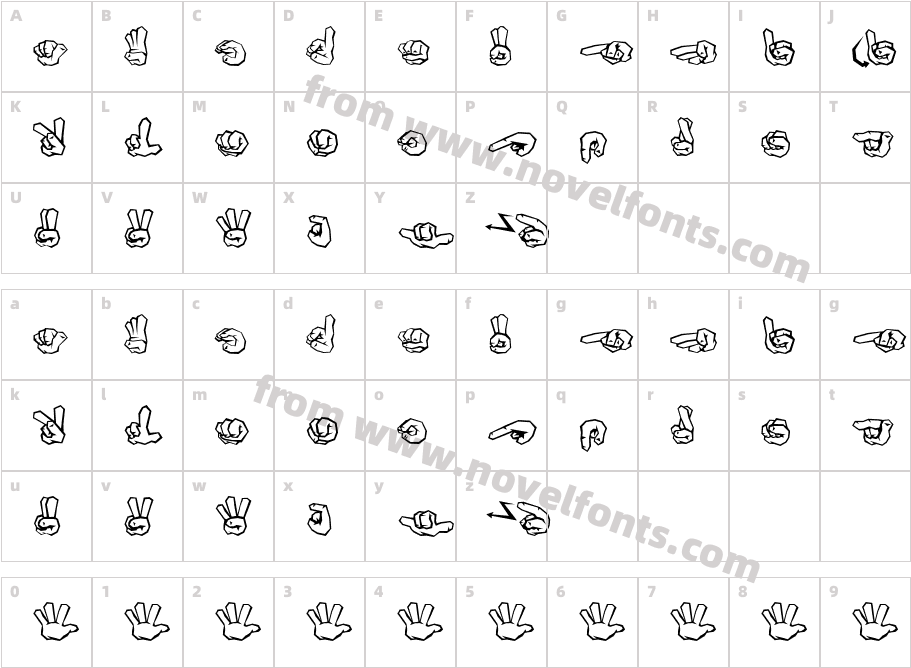 ZOE GERMANY Fingeralphabet GraffitiCharacter Map