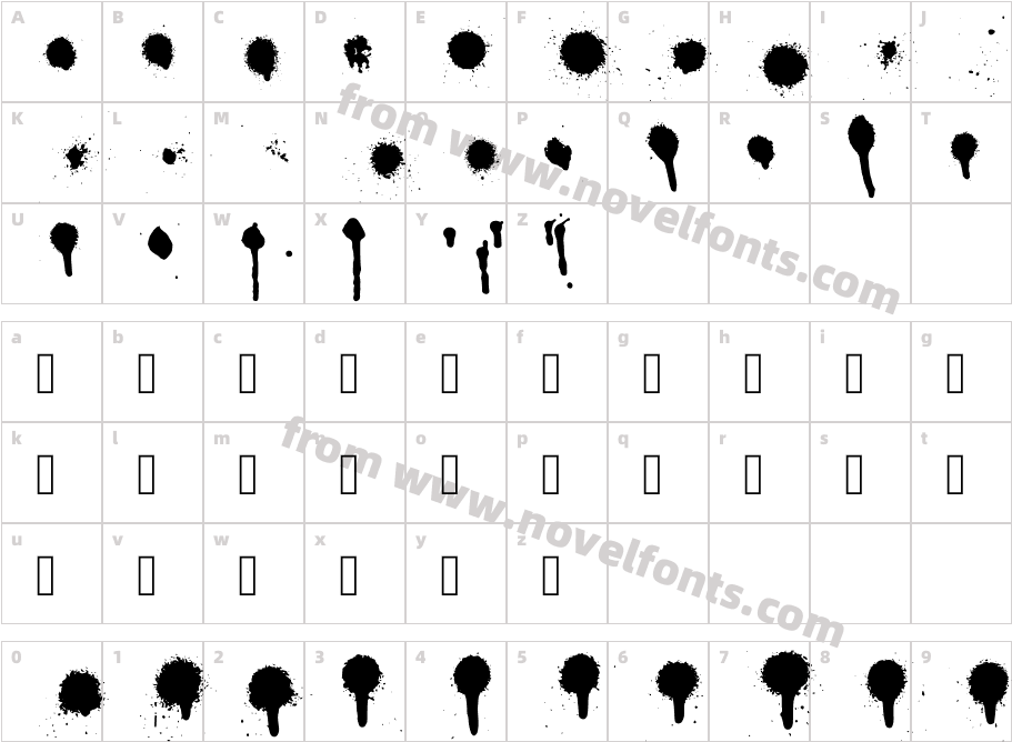 Drips Splatters RegularCharacter Map