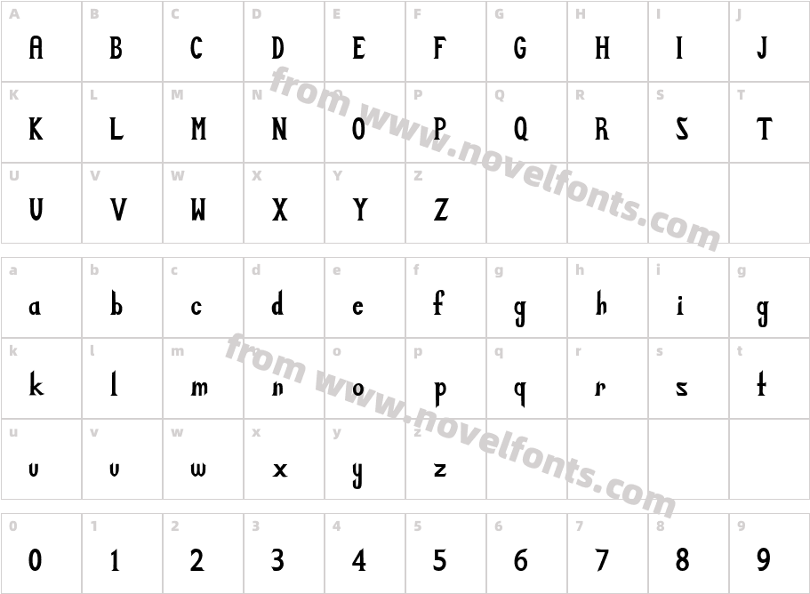 Zabdilus BoldCharacter Map