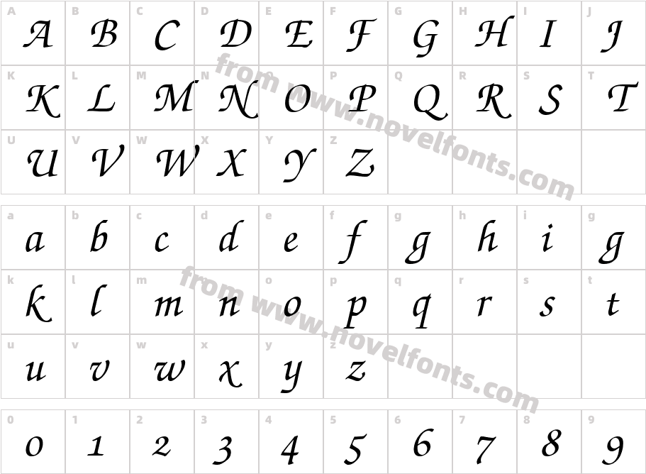 Zapf Chancery 2 Swash Medium ItalicCharacter Map