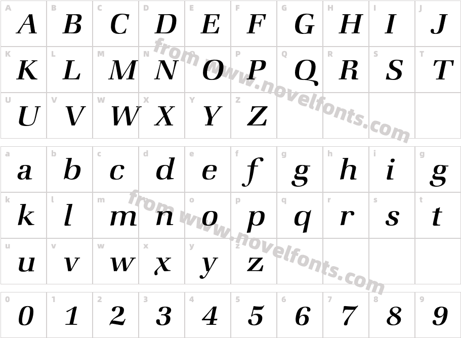 ZapfBookBQ-MediumItalicCharacter Map