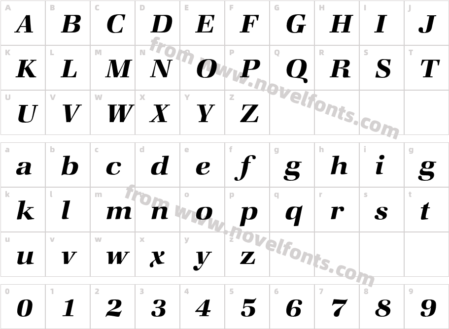 ZapfBookEF-DemiItalicCharacter Map