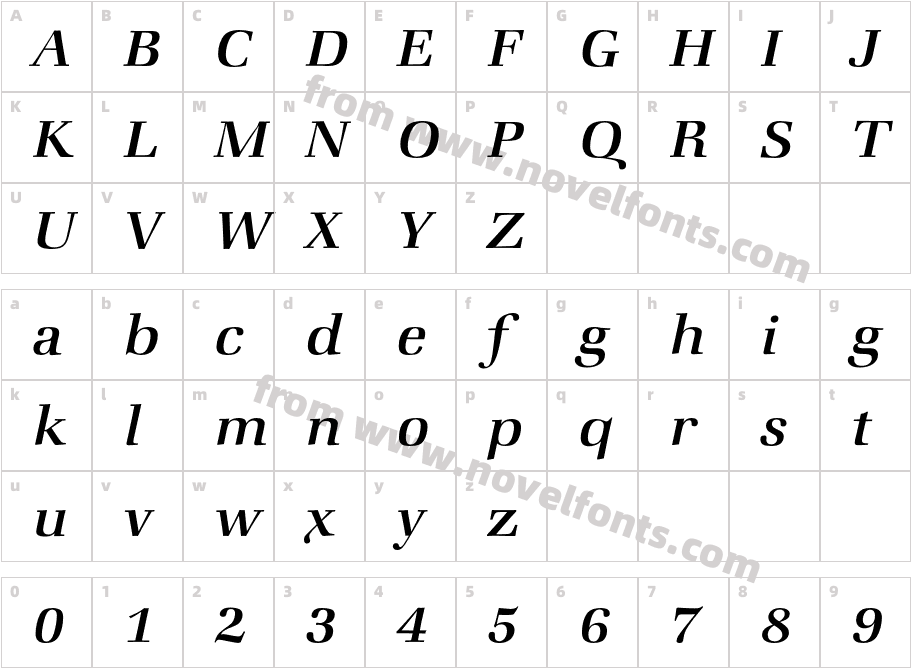 ZapfBookEF-MediumItalicCharacter Map