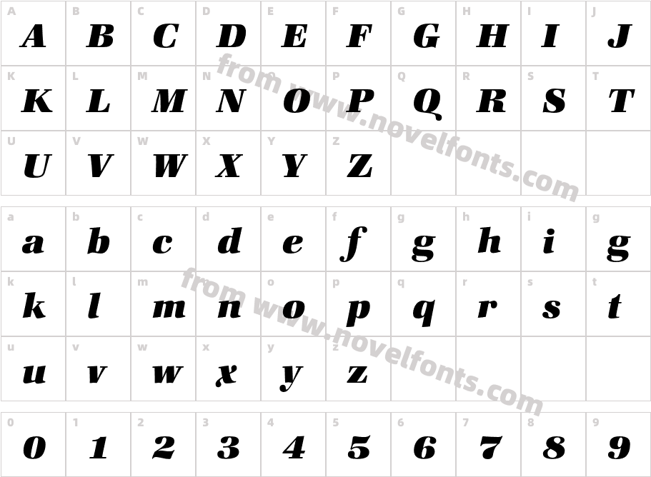 ZapfBookITCbyBT-HeavyItalicCharacter Map