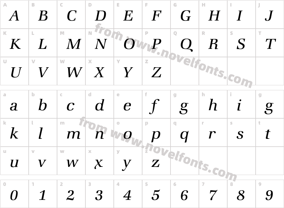 ZapfBookITCbyBT-LightItalicCharacter Map