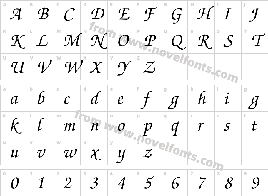 ZapfChanceryBQ-MediumItalicCharacter Map