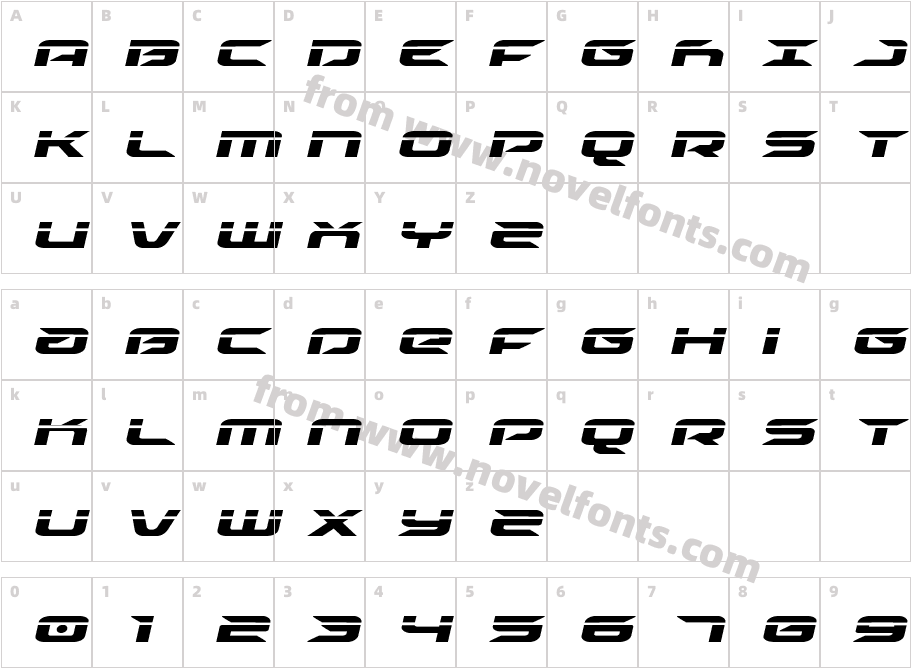 Drive Laser ItalicCharacter Map