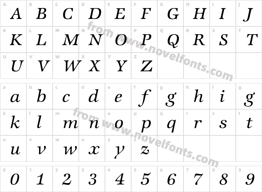 ZapfInterMediumItalicCharacter Map