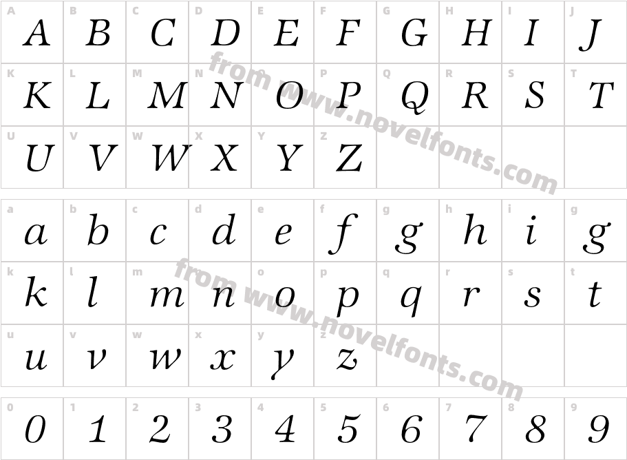 ZapfInternationalBQ-LightItalicCharacter Map