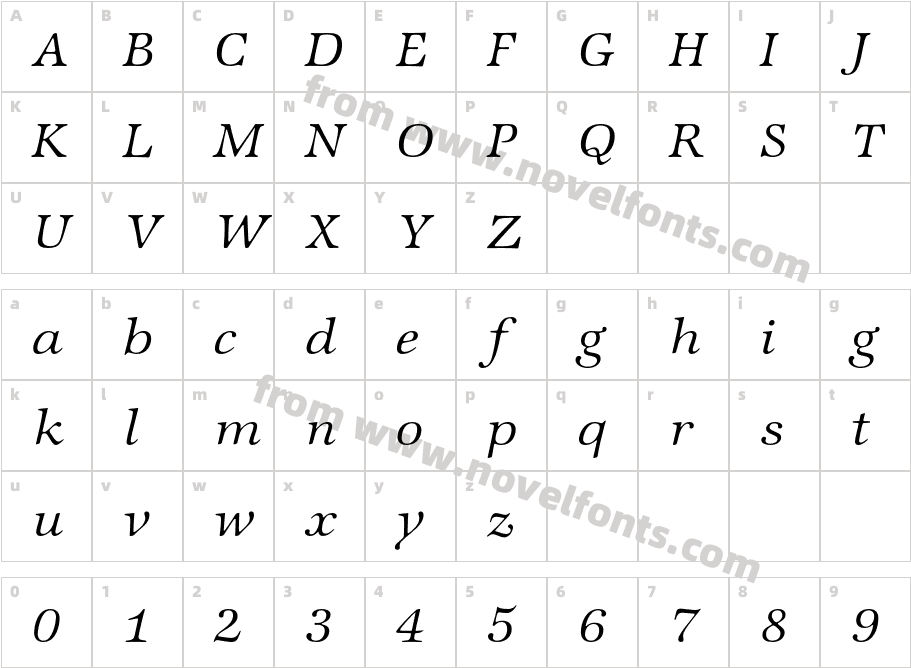 ZapfIntlITCStd-LightItalicCharacter Map