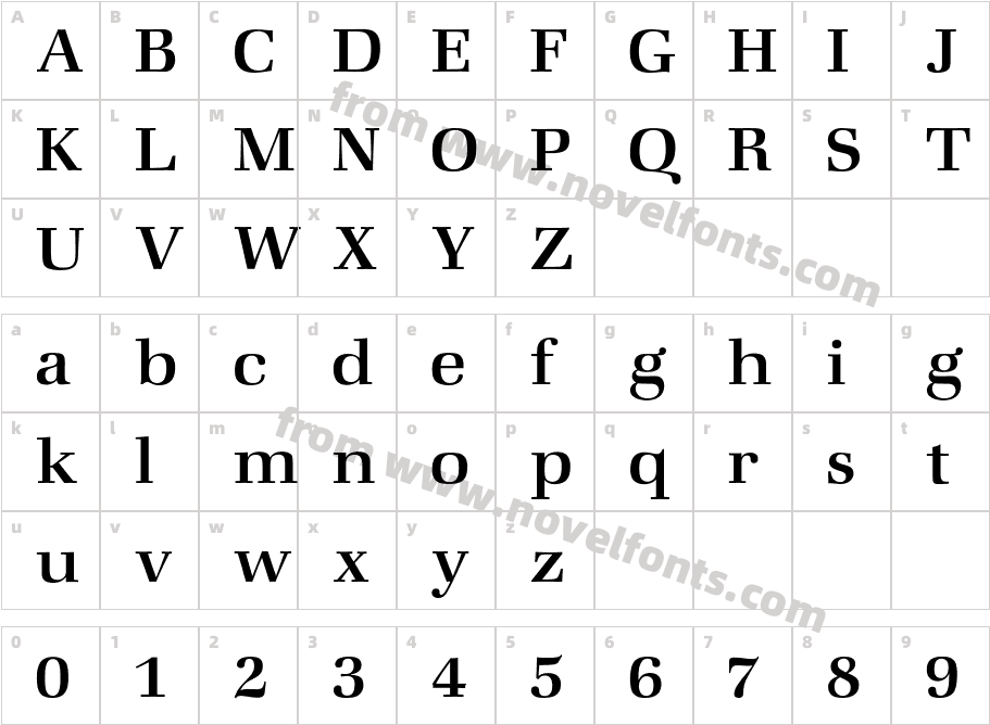 ZapfMediumCharacter Map