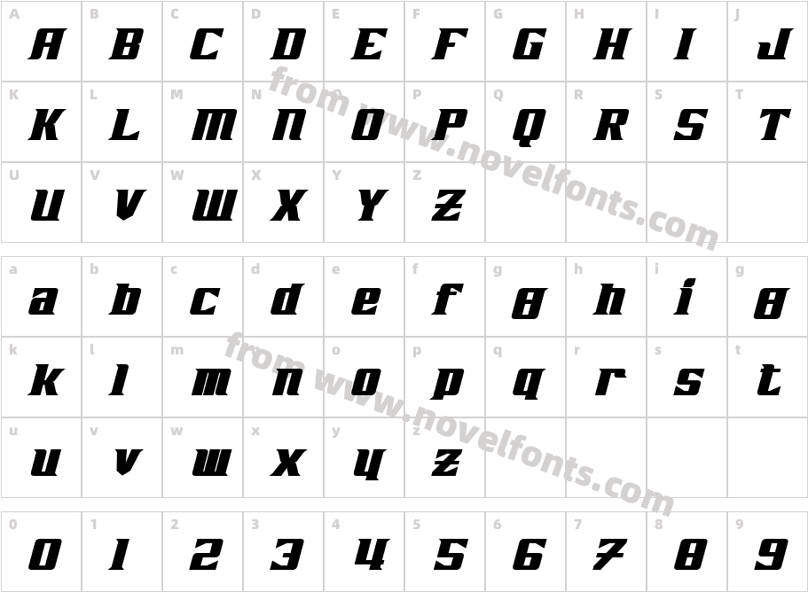 Zarathos Bold ItalicCharacter Map