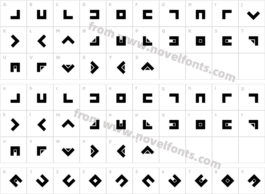 Zazer Square RegularCharacter Map