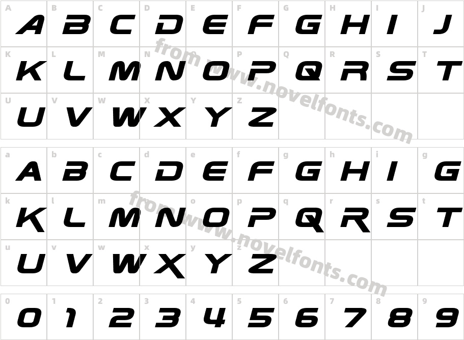 Zebulon Bold ItalicCharacter Map