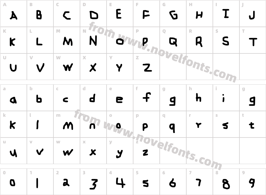 ZehkFont MediumCharacter Map