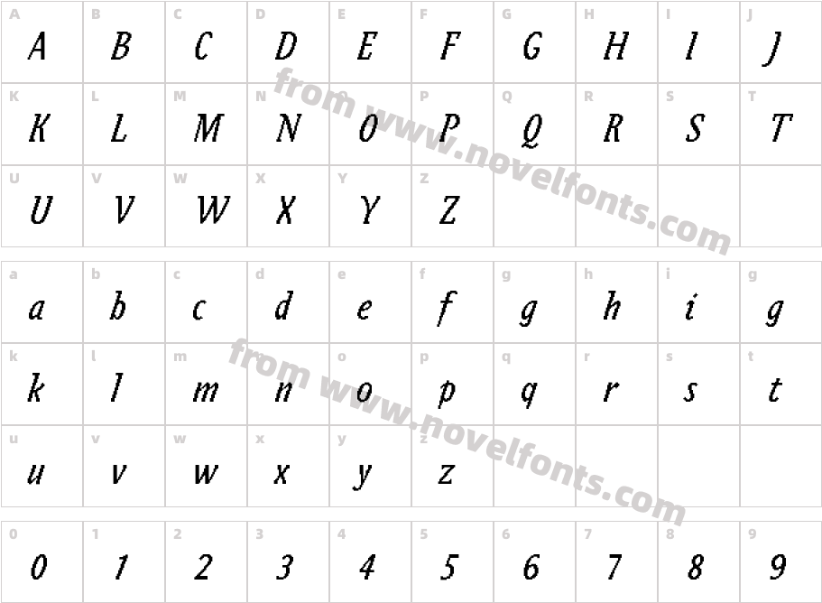 ZeitgeistMT-ItalicCharacter Map