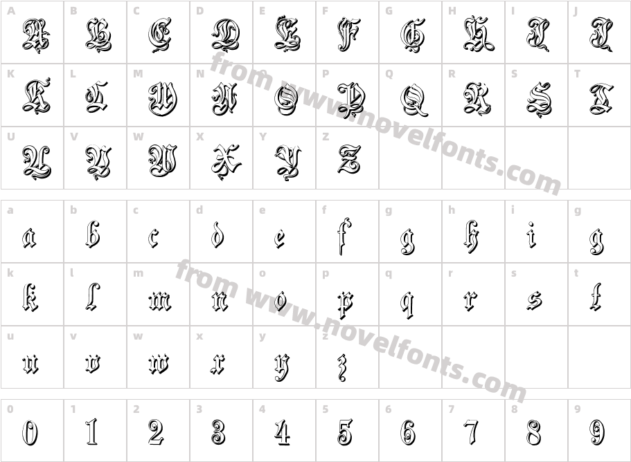 ZendaEmbossedCharacter Map