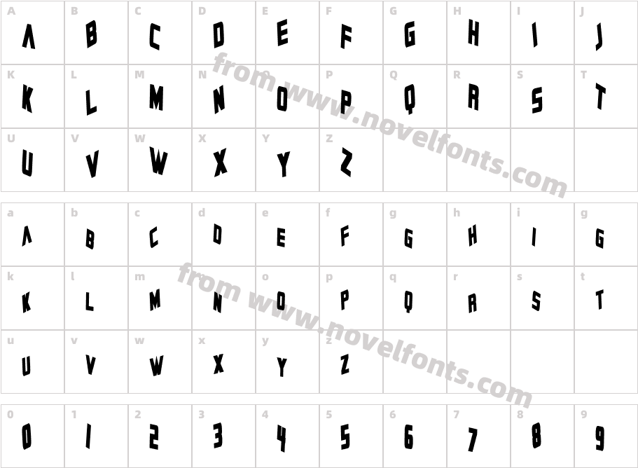 Zero Gravity BoldCharacter Map