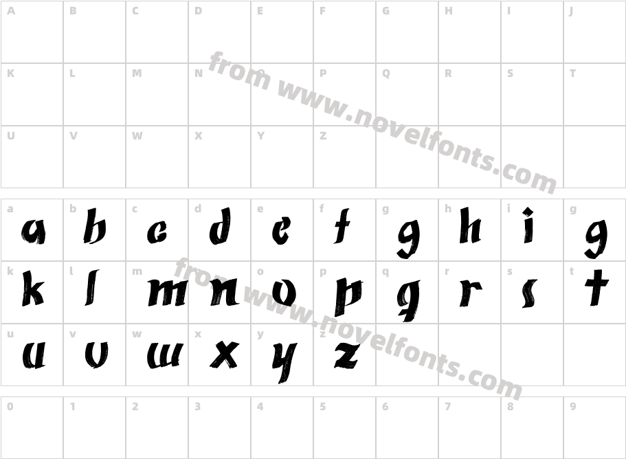 Zeyk font RegularCharacter Map