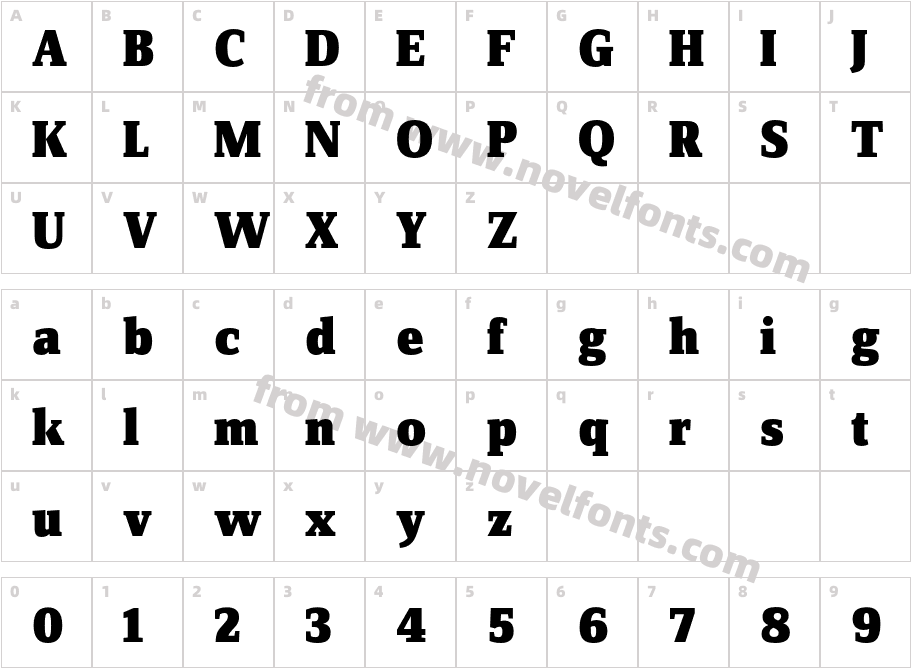 ZineSerifDis-BlackRomanCharacter Map