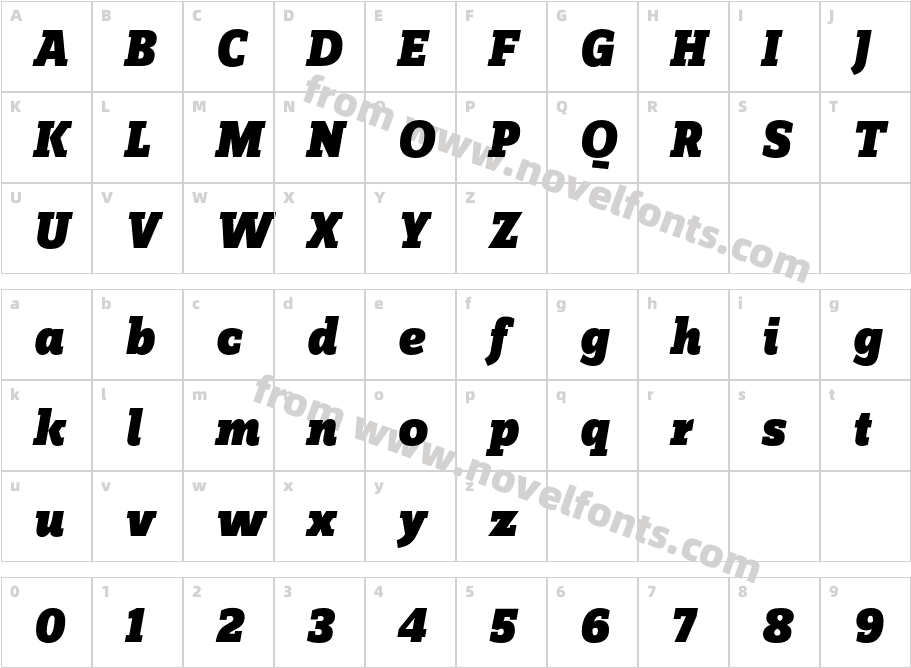 ZineSlabDis-BlackItalicCharacter Map