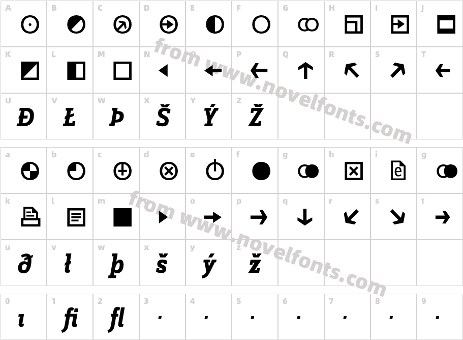 ZineSlabDis-BoldItalicExpCharacter Map