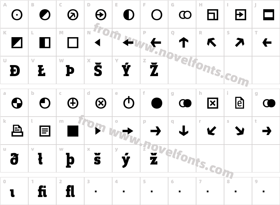 ZineSlabDis-XBoldRomanExpCharacter Map