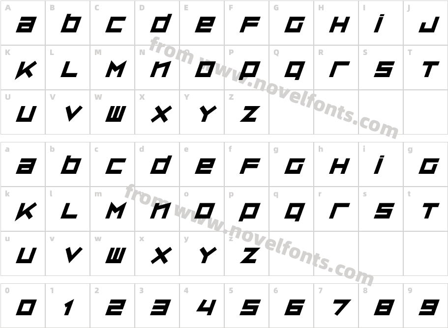 ZipSonik-ItalicCharacter Map