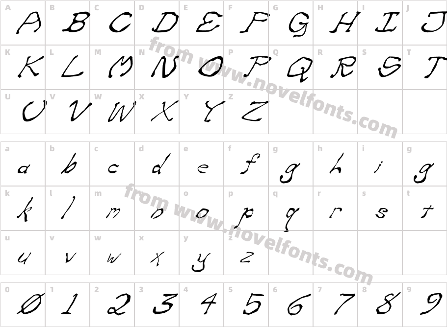 Zippittey ItalicCharacter Map