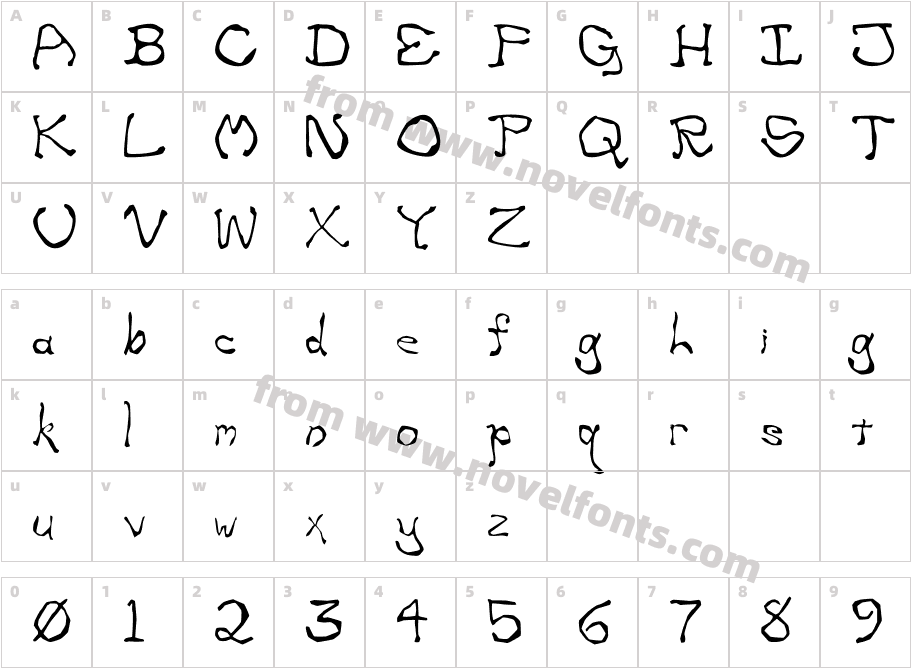 Zippittey RegularCharacter Map