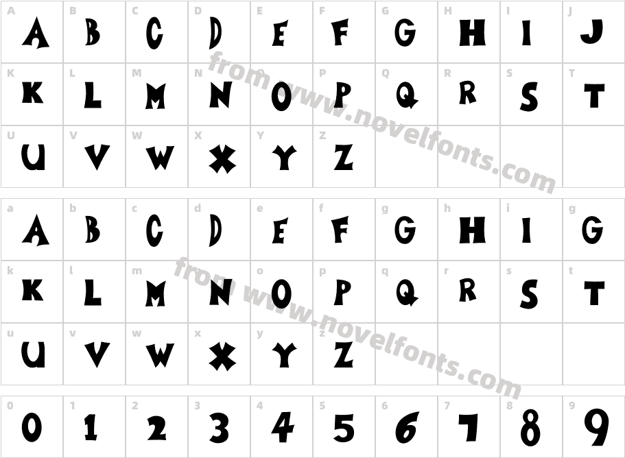 Zoboo Type RegularCharacter Map